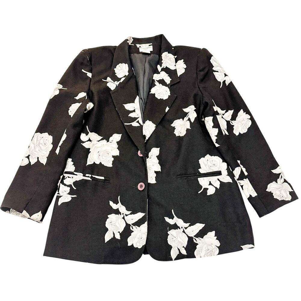 Talbots Flower Printed Long Sleeve Lightweight Blazer Size 10 Petite